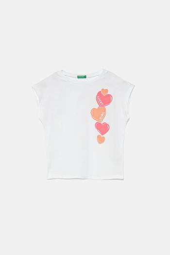 Detské bavlnené tričko United Colors of Benetton biela farba, 3JERC10PB