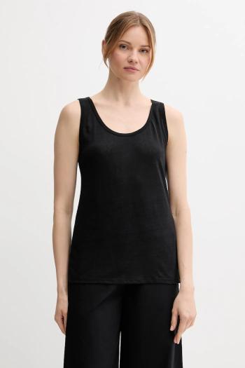 Ľanový top United Colors of Benetton čierna farba, 37UJE8398