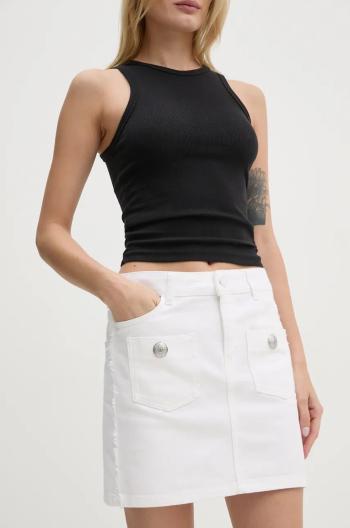Rifľová sukňa ZADIG&VOLTAIRE biela farba, mini, rovný strih, WWSK00386