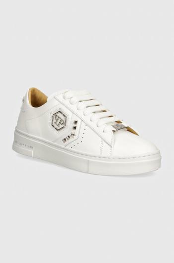 Kožené tenisky Philipp Plein Lo-Top Arrow Force biela farba, WSC2751 PLE005N 0101