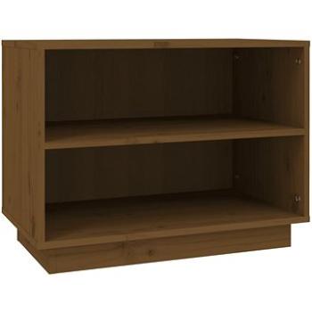 Skrinka na topánky medovo hnedá 60 × 34 × 45 cm masívne borovicové drevo, 813548