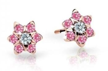 Cutie Jewellery Pôvabné detské náušnice z ružového zlata C2152-30-X-4 fuchsiová