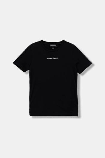 Detské bavlnené tričko Emporio Armani čierna farba, s potlačou, EB000421 AF15013