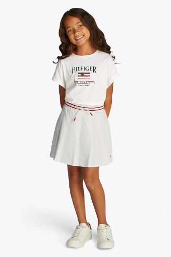 Dievčenská sukňa Tommy Hilfiger biela farba, mini, áčkový strih, KG0KG08428