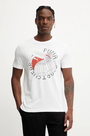 Bavlnené tričko Puma GRAPHICS Execution pánske, biela farba, s potlačou, 684833