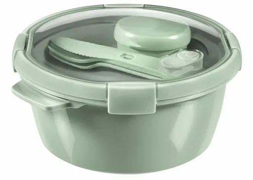 CURVER Dóza SMART TO GO ECO 1,6l guľatá s príborom, mištičkou a táckou | zelená