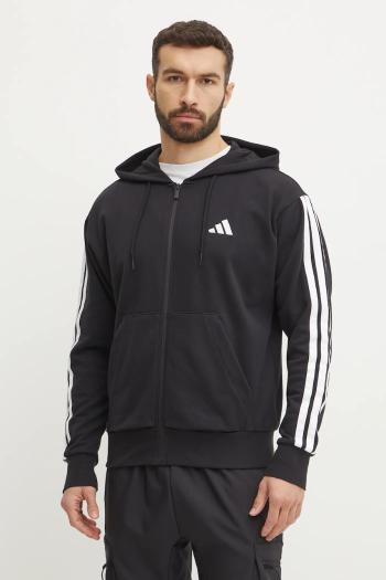 Mikina adidas Essentials pánska, čierna farba, s kapucňou, jednofarebná, JD1877
