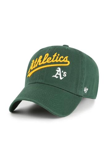 Bavlnená šiltovka 47 brand MLB Athletics zelená farba, jednofarebná, B-RGWSC18GWS-DGC