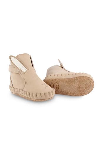 Kožené topánky pre bábätká Donsje Kapi Classic Booties Bunny béžová farba, 1028002