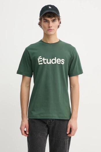 Bavlnené tričko Études Studio pánske, zelená farba, s potlačou, H24MMTSH103