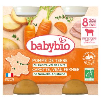BABYBIO Zemiaky s mrkvou, paradajkami a teľacím mäsom 2x200 g