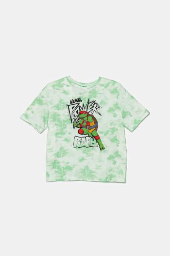 Detské bavlnené tričko United Colors of Benetton zelená farba, vzorované, 3ORKC10P3