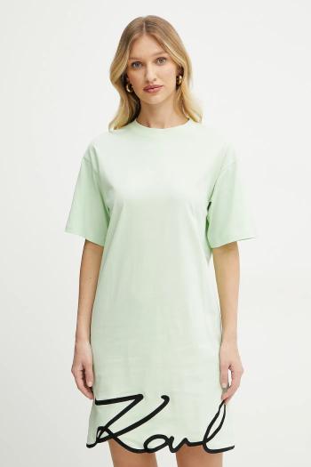 Bavlnené šaty Karl Lagerfeld zelená farba, mini, oversize, A1W13001