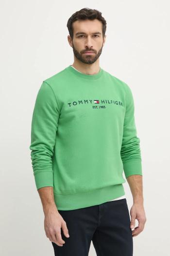 Mikina Tommy Hilfiger pánska, zelená farba, s nášivkou