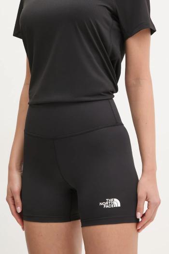 Športové krátke nohavice The North Face Flex 5In dámske, čierna farba, jednofarebné, vysoký pás, NF0A8BEYJK31