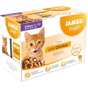 IAMS Delights pre mačiatka s kuracím v omáčke  multipack 12× 85 g (8710255100463)