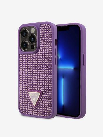 Guess Rhinestones Triangle Metal Logo Kryt pro iPhone 15 Pro Purple Telefontok Lila
