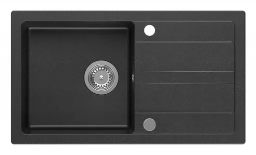 SAPHO SAPHO - Drez granitový zabudovateľný s odkvapom, 77x44cm, čierny GR7204