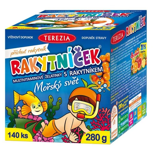TEREZIA Rakytníček multivitamínové želatínky s rakytníkom Morský svet 140 ks