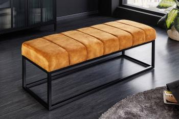 LuxD Dizajnová lavica Halle 110 cm horčicovo-žltý zamat