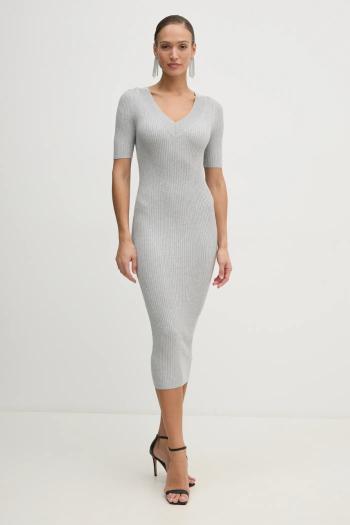 Šaty Guess KATELYN šedá farba, midi, priliehavé, W5RK11 Z2V62