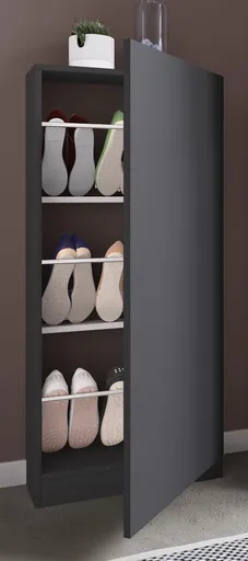 VCM Botník Fulisa s dřevěnými dvířky, antracit