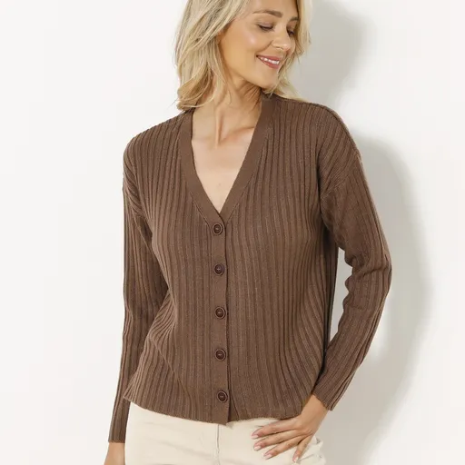 Vrúbkovaný sveter na gombíky