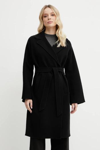 Vlnený kabát Weekend Max Mara dámsky, čierna farba, prechodný, 2515011011600