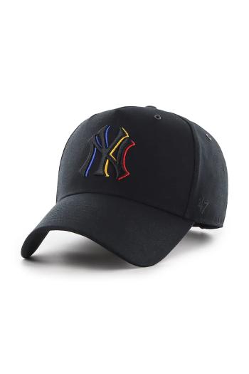 Bavlnená šiltovka 47 brand MLB New York Yankees čierna farba, s nášivkou, B-PRPDT17GWP-BK