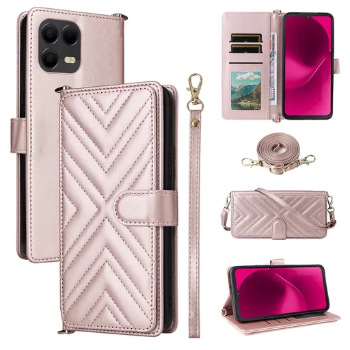 PRESTIGE Peňaženkové puzdro pre T Phone 3 Pro svetloružové