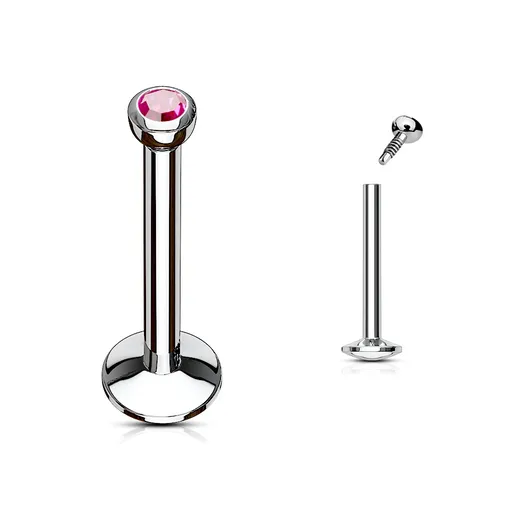 Labret z chirurgickej ocele - oceľová hlavička s farebným kamienkom, 8 mm - Farba: Zelená