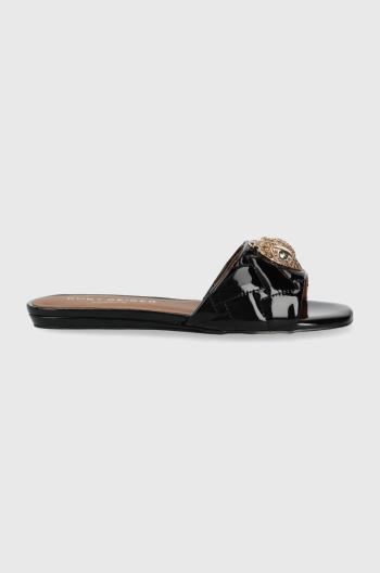 Kožené šľapky Kurt Geiger Kensington Flat dámske, čierna farba, 8496100309