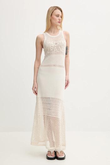 Šaty Moschino Jeans béžová farba, maxi, rovný strih, 0481 3701