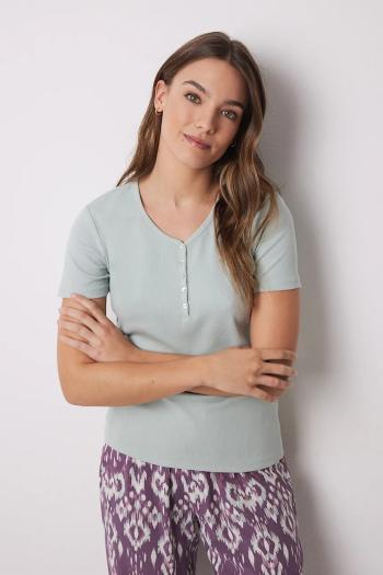 Bavlnené pyžamové tričko women'secret dámske, zelená farba, bavlnené, 3279682