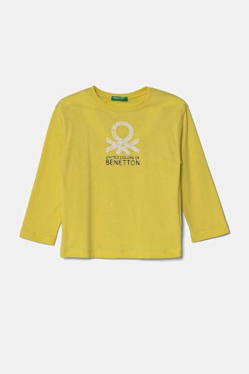 Detská bavlnená košeľa s dlhým rukávom United Colors of Benetton žltá farba, 3I1XG10HS
