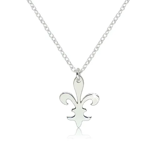 Lesklý strieborný náhrdelník 925 - ozdobne vyrezávaný symbol "Fleur de Lis"
