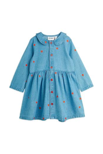 Dievčenské rifľové šaty Mini Rodini Mini hearts midi, áčkový strih, 2565011360