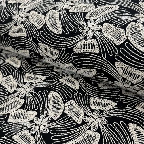 Bavlnená látka EMBROIDERY Amia black