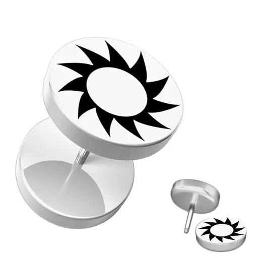 Fake piercing do ucha z akrylu - čierne ozubené koliesko