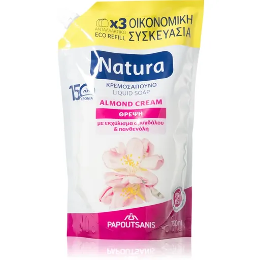 PAPOUTSANIS Natura Almond Cream tekuté mydlo náhradná náplň 750 ml