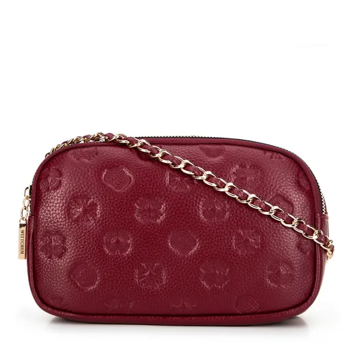 Dámska kožená crossbody kabelka na retiazke oranžová 99-4E-305-6