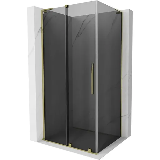 MEXEN/S - Velar L sprchovací kút, posuvné dvere 110 x 85, grafit, zlato 871-110-085-43-50