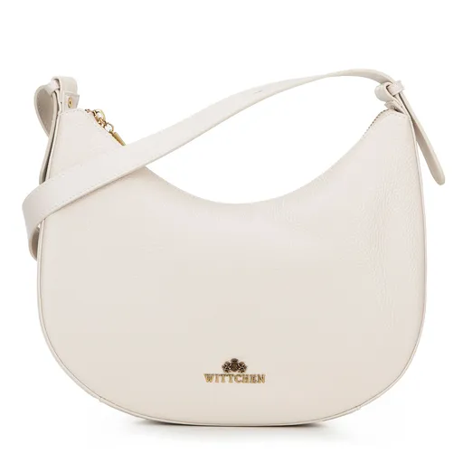 Kožená kabelka typu bagetka krémová 100-4E-210-0