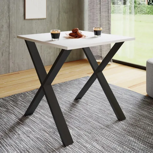 VCM Jídelní stůl Xona 80x80 X-nohy, bílý
