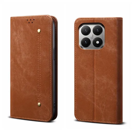 DENIM Peňaženkový kryt pre Xiaomi 15T hnedý