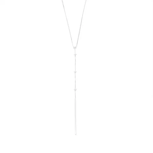 Strieborný náhrdelník 925, úzky hranol a korálky na ligotavej retiazke