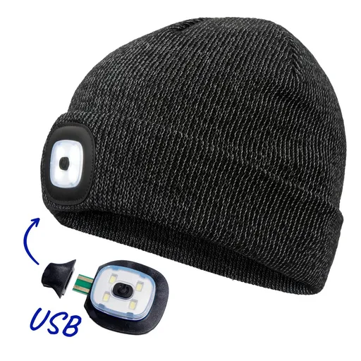 Cerva Čiapka so svetlom DEEL LED - Reflexná čierna