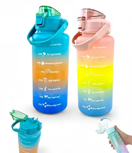 Motivačná športová fľaša 2l, Svetlo tyrkysová