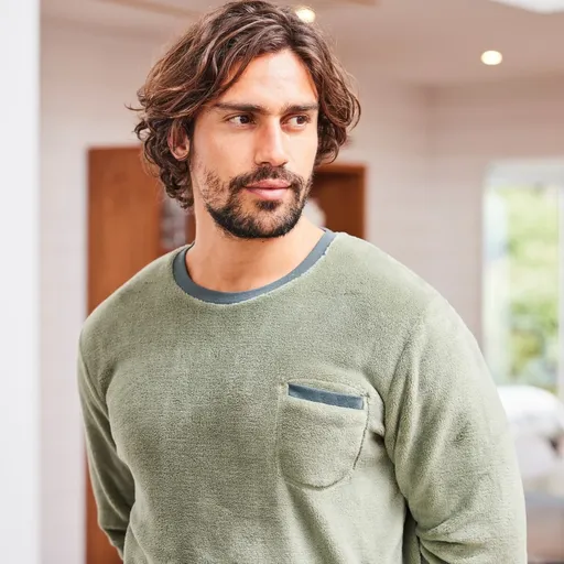 Dvojfarebné fleecové pyžamo s dlhými rukávmi