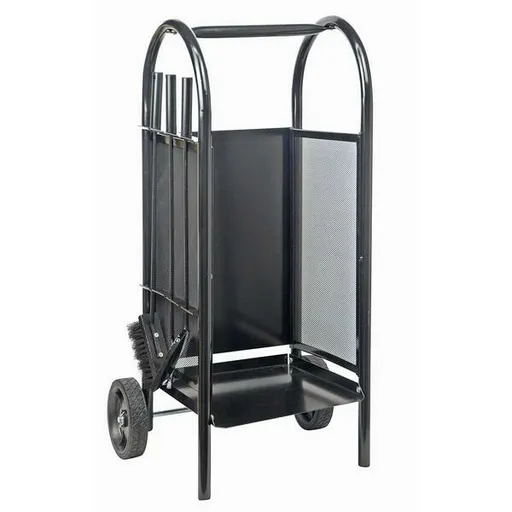 Kôš krbový/vozík s náradím 82,5 cm, oceľ súprava 3 diely